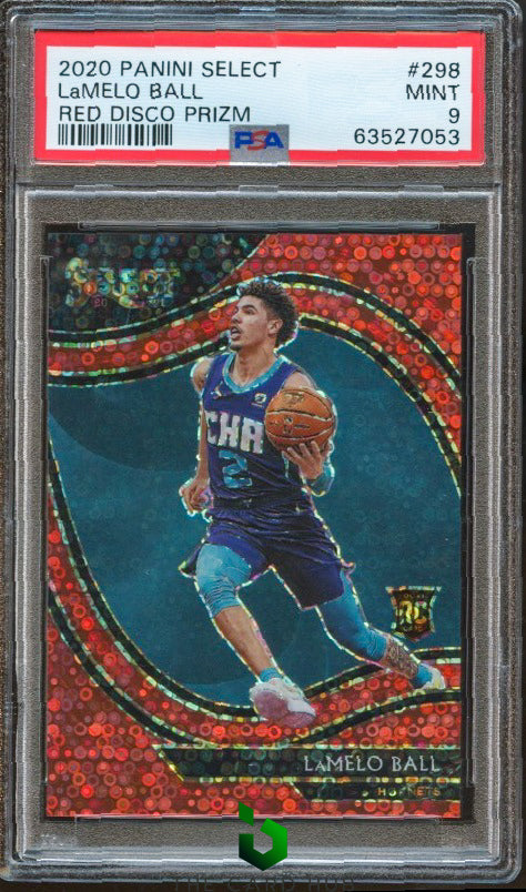 2020-21 Panini Select #298 LaMelo Ball Red Disco Prizms PSA 9 #/49 SN