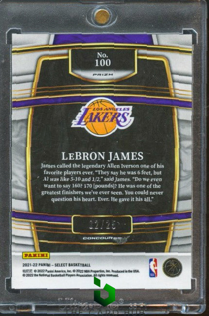 2021-22 Panini Select #100 LeBron James Blue Disco Prizms #/25