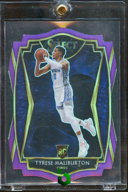 2020-21 Panini Select #189 Tyrese Haliburton Purple Prizms Die Cut #/99 RC