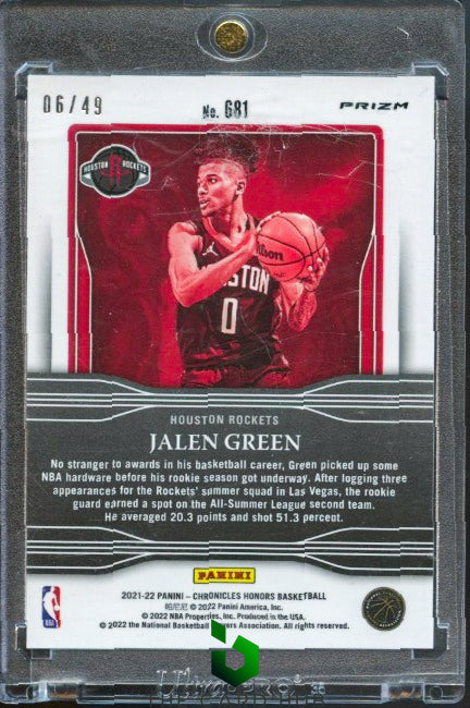 2021-22 Panini Chronicles #681 Jalen Green Purple #/49 RC