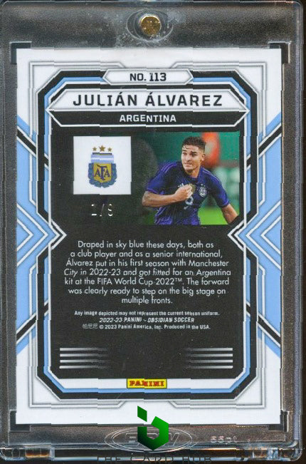 2022-23 Panini Obsidian #113 Julian Alvarez Electric Etch Contra #/9 RC