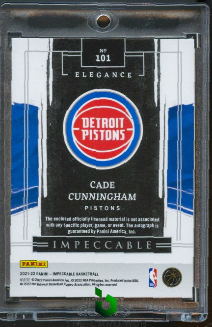 2021-22 Panini Impeccable #101 Cade Cunningham Elegance Patch Auto #/99 RC