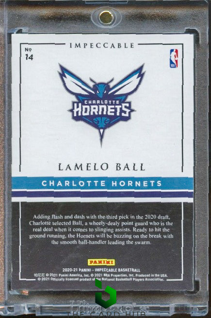 2020-21 Panini Impeccable #14 LaMelo Ball Silver NBA Logo Holo Gold #/8 RC