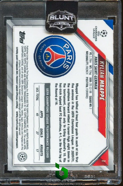 2021-22 Topps Chrome UEFA CL #1 Kylian Mbappé Orange & Gold Starball Refractor