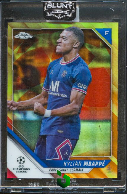 2021-22 Topps Chrome UEFA CL #1 Kylian Mbappé Orange & Gold Starball Refractor