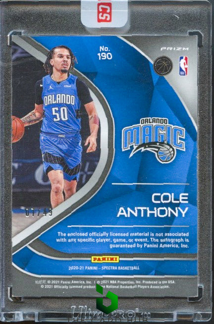 2020-21 Panini Spectra #190 Cole Anthony Interstellar RPA #/49 RC