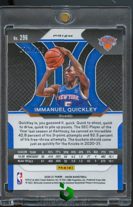 2020-21 Panini Prizm #296 Immanuel Quickley Red Prizms #/299 RC