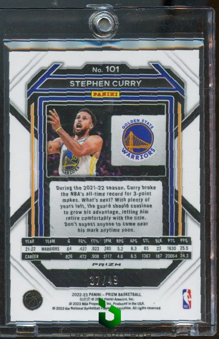 2022-23 Panini Prizm #101 Stephen Curry Prizms Orange #/49