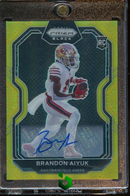 2020 Panini Chronicles #PB-14 Brandon Aiyuk Prizm Black Auto Gold #/10 RC