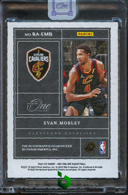 2021-22 Panini One and One #RA-EMB Evan Mobley Rookie Autographs Blue #/49 RC