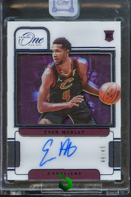 2021-22 Panini One and One #RA-EMB Evan Mobley Rookie Autographs Blue #/49 RC