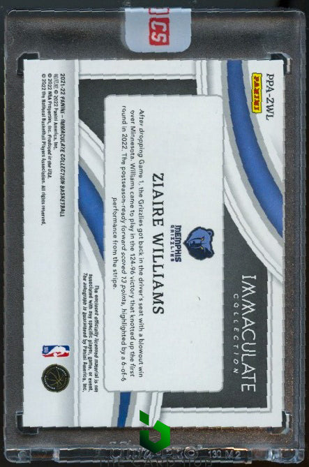 2021-22 Panini Immaculate #PPA-ZWL Ziaire Williams Premium RPA #/50 RC