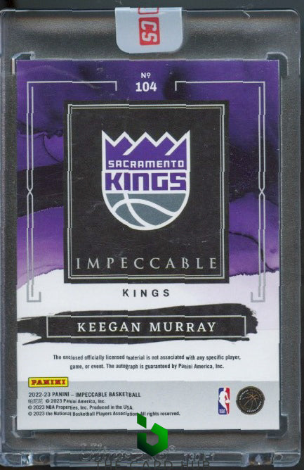 2022-23 Panini Impeccable #104 Keegan Murray RPA #/99 RC