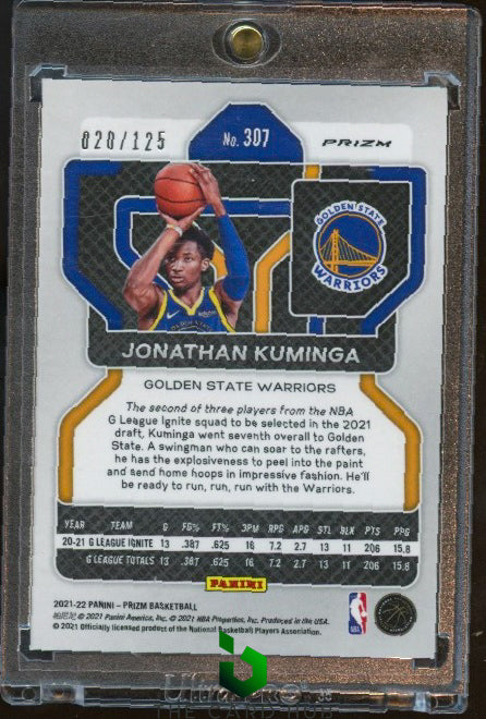 2021-22 Panini Prizm #307 Jonathan Kuminga Blue Ice #/125 RC