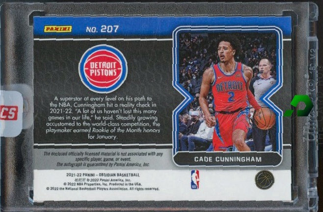 2021-22 Panini Obsidian #207 Cade Cunningham Electric Etch Red Flood RC