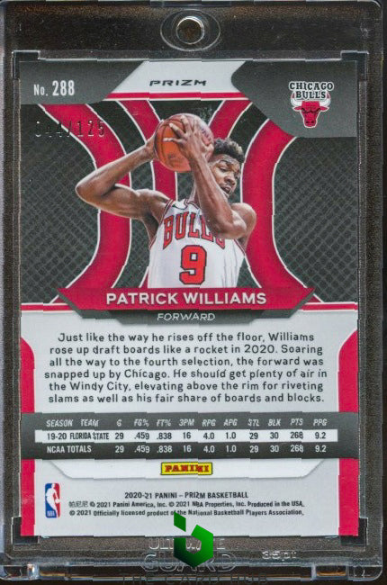 2020-21 Panini Prizm #288 Patrick Williams Fast Break Red Prizms #/125 RC