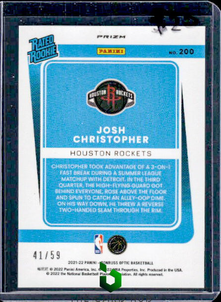 2021-22 Donruss Optic #200 Josh Christopher Blue #/59