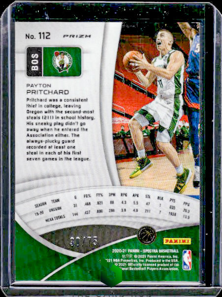 2020-21 Panini Spectra #112 Payton Pritchard Asia Red Yellow Green #/75 RC