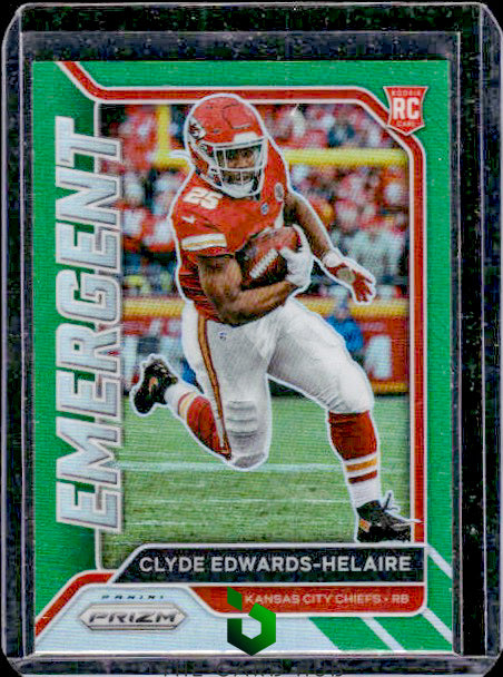 2020 Panini Prizm #3 Clyde Edwards-Helaire Emergent Prizms Green RC