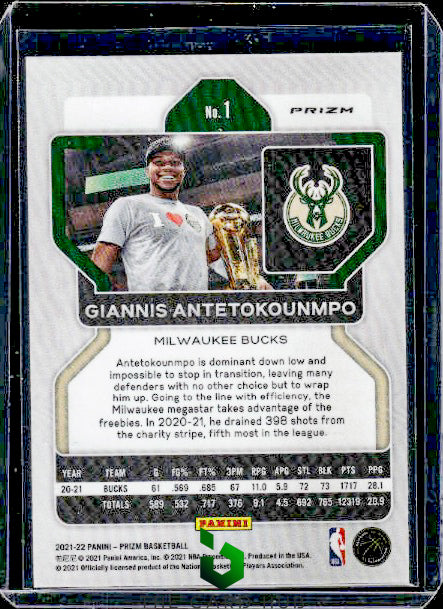 2021-22 Panini Prizm #1 Giannis Antetokounmpo Hyper