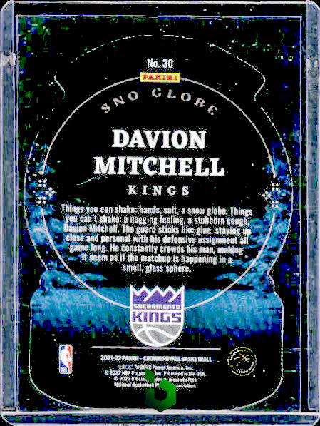 2021-22 Panini Crown Royale #30 Davion Mitchell Sno Globe Blue #/75 RC