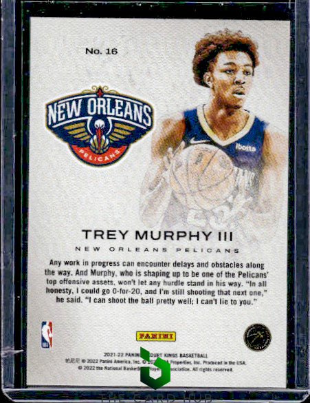 2021-22 Panini Court Kings #16 Trey Murphy III Works in Progress RC