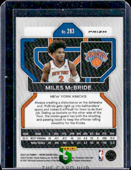 2021-22 Panini Prizm #283 Miles McBride Silver RC