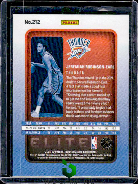 2021-22 Donruss Elite #212 Jeremiah Robinson-Earl #/999 RC