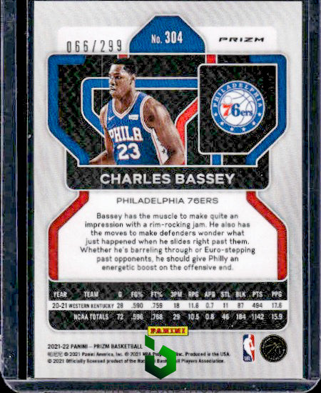 2021-22 Panini Prizm #304 Charles Bassey Red #/299 RC