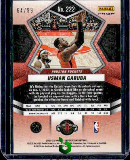 2021-22 Panini Mosaic #222 Usman Garuba Blue #/99 RC