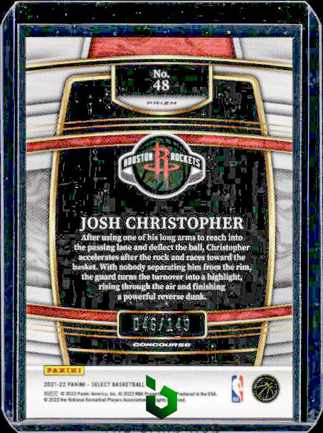 2021-22 Panini Select #48 Josh Christopher White Prizms #/149 RC