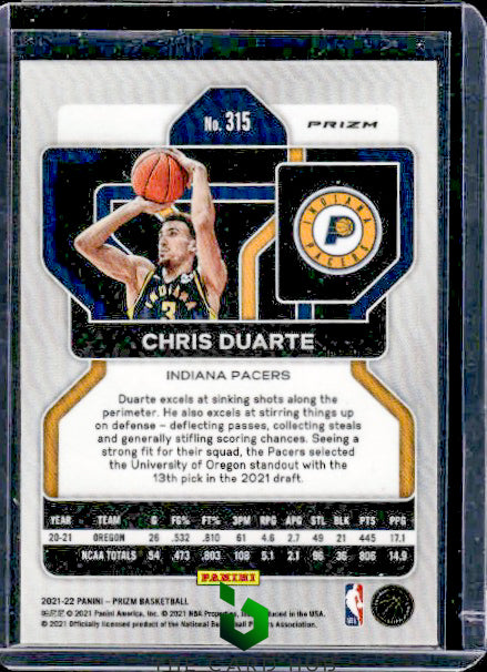 2021-22 Panini Prizm #315 Chris Duarte Ruby Wave RC