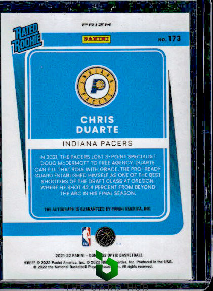 2021-22 Donruss Optic #173 Chris Duarte Rated Rookies Signatures Choice RC