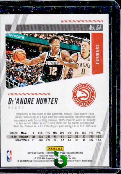 2019-20 Panini Chronicles #54 De'Andre Hunter Teal RC