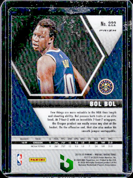 2019-20 Panini Mosaic #222 Bol Bol Silver Prizm RC