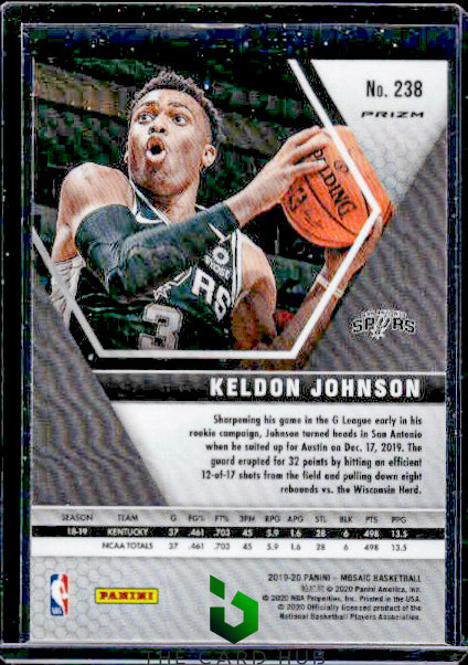 2019-20 Panini Mosaic #238 Keldon Johnson Silver Prizm RC