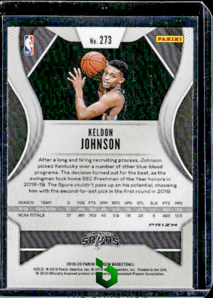 2019-20 Panini Prizm #273 Keldon Johnson Prizms Silver RC