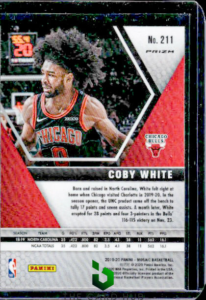 2019-20 Panini Mosaic #211 Coby White Silver Prizm RC