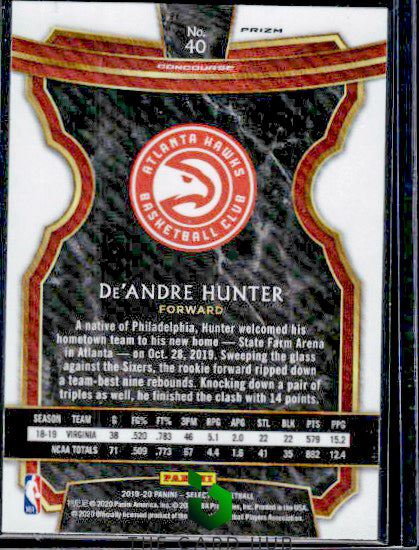 2019-20 Panini Select #40 De'Andre Hunter Red Wave Prizms RC