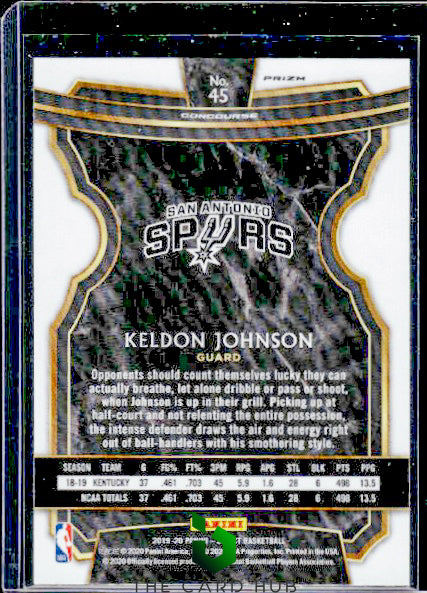 2019-20 Panini Select #45 Keldon Johnson Silver Prizms RC