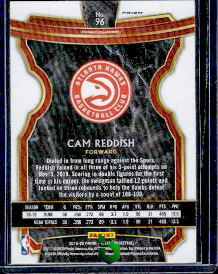 2019-20 Panini Select #96 Cam Reddish Silver Prizms RC