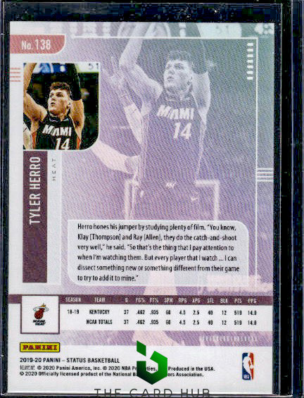 2019-20 Panini Status #138 Tyler Herro RC