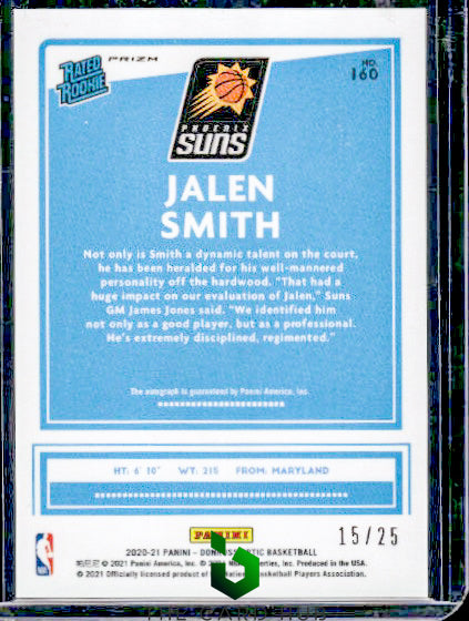 2020-21 Donruss Optic #160 Jalen Smith Rated Rookies Signatures Pink #/25 RC