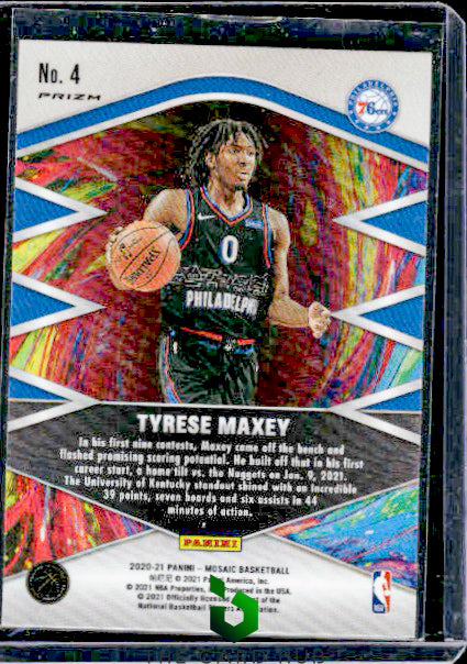 2020-21 Panini Mosaic #4 Tyrese Maxey Introductions Mosaic RC