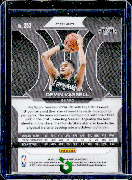 2020-21 Panini Prizm #252 Devin Vassell Green Prizms RC