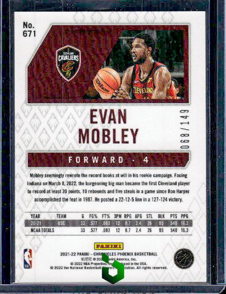 2021-22 Panini Chronicles #671 Evan Mobley Red #/149 RC