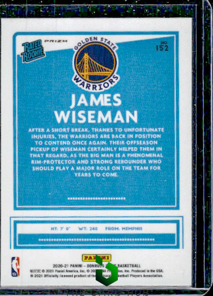 2020-21 Donruss Optic #152 James Wiseman Fast Break Holo RC