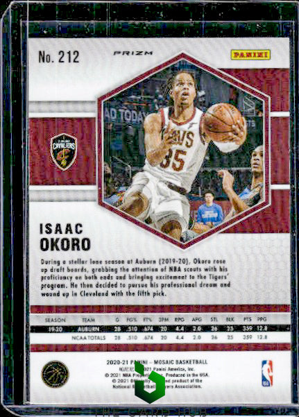 2020-21 Panini Mosaic #212 Isaac Okoro Mosaic Choice Red and Green RC