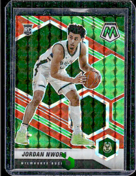 2020-21 Panini Mosaic #219 Jordan Nwora Mosaic Choice Red and Green RC