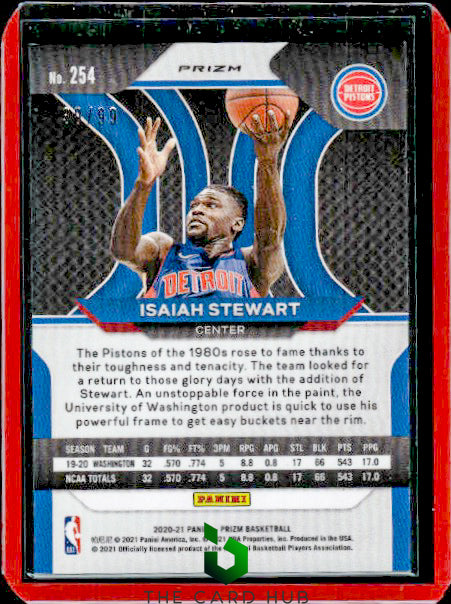 2020-21 Panini Prizm #254 Isaiah Stewart Green Prizms